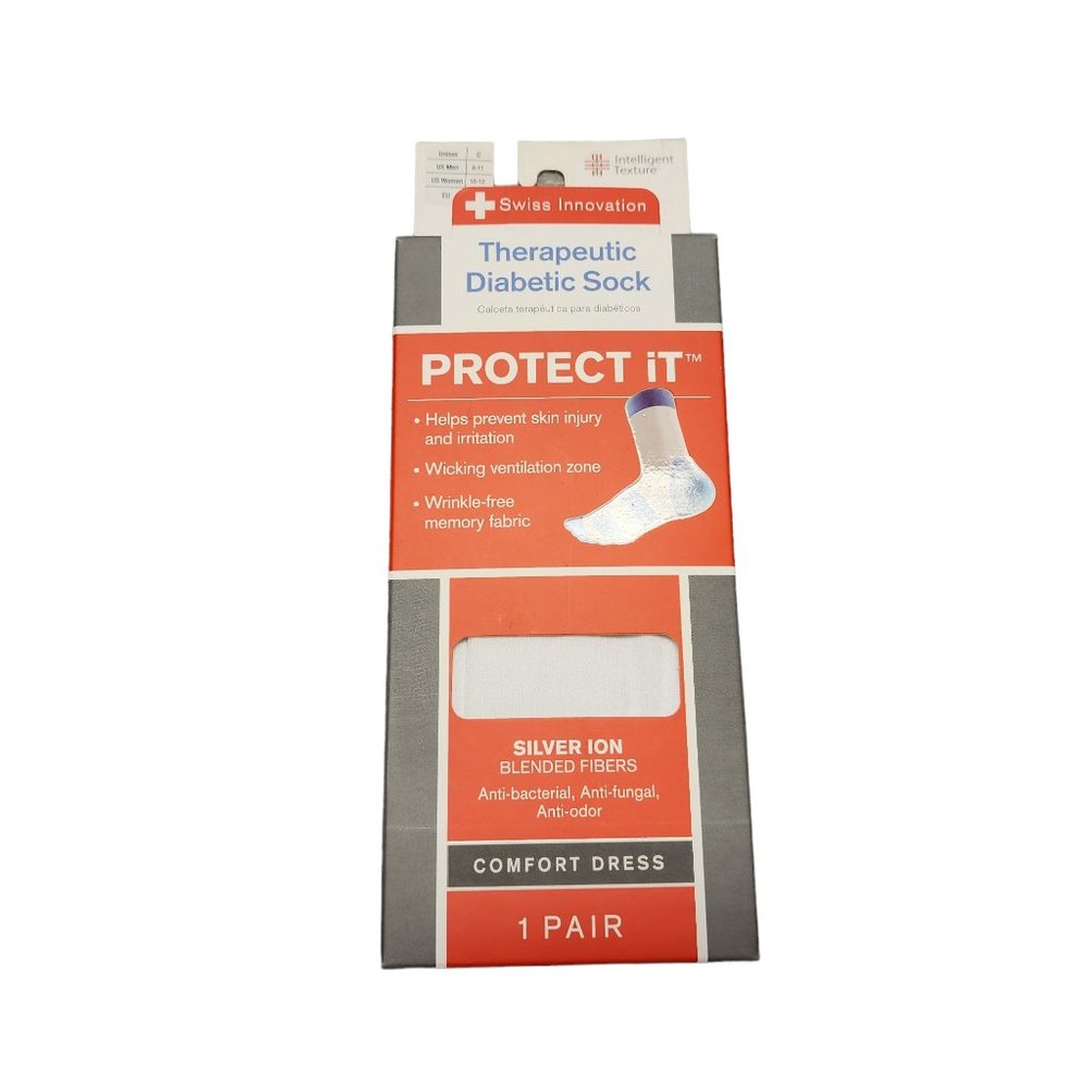 Therapeutic Diabetic Socks - Comfort Dress - Unisex Men 8-11 / Women 10-12 White